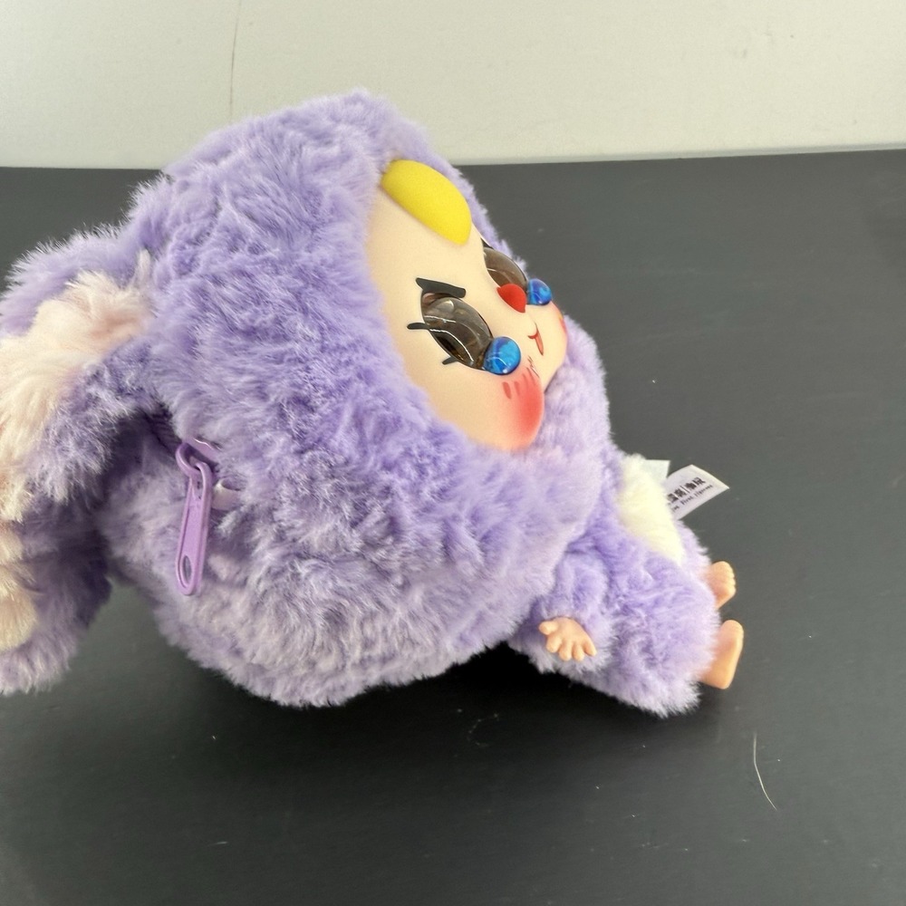 Authentic Baby Three Series Big-head Baby Zipper Bag Purple Plush Nice! - Picture 11 of 11